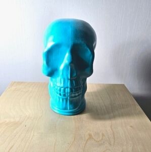 Life Size Glass Skull Skeleton Head Turquoise  in color